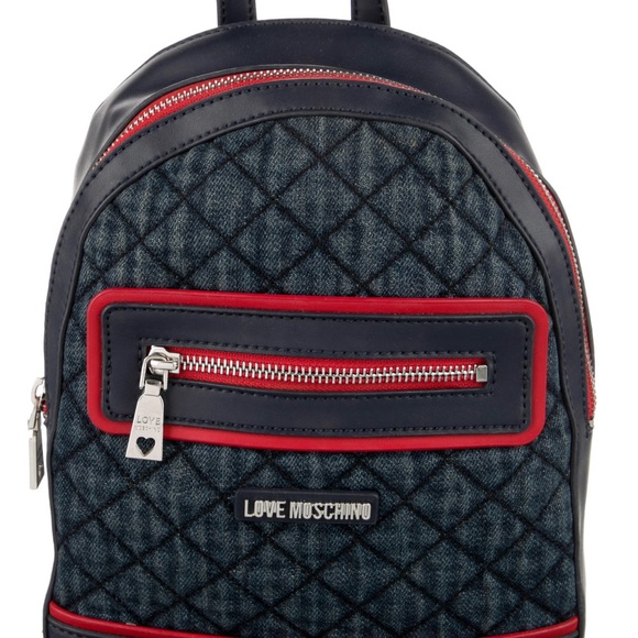 EUC Love ❤️ Moschino Denim & Blue Leather Backpack main image 3